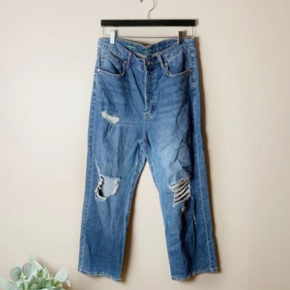 Wild Fable Women's Size:14 High Rise Distressed Straight Leg Jeans